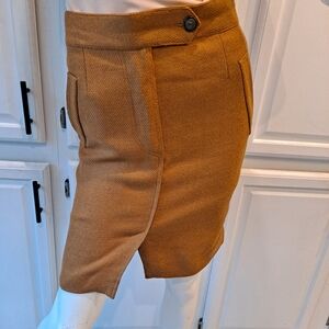 Gonna Vanni Italian Virgin Wool Rust Tan Mini Pencil Skirt for Women